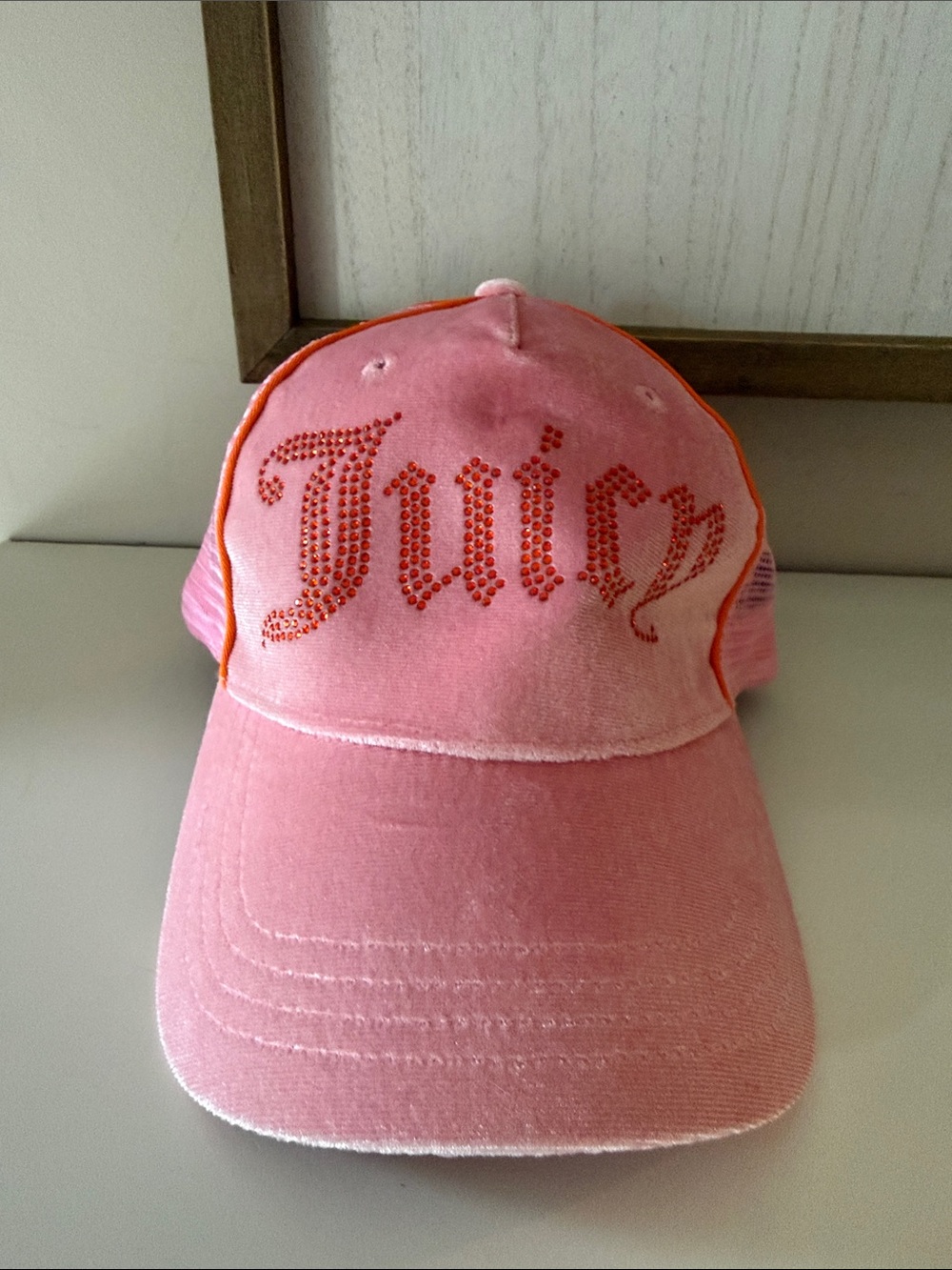 Juicy Couture Pink Mesh-Back Logo Trucker Hat